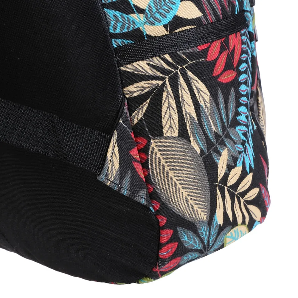 Plant Print Canvas Zipper Portable Backpack for Girls