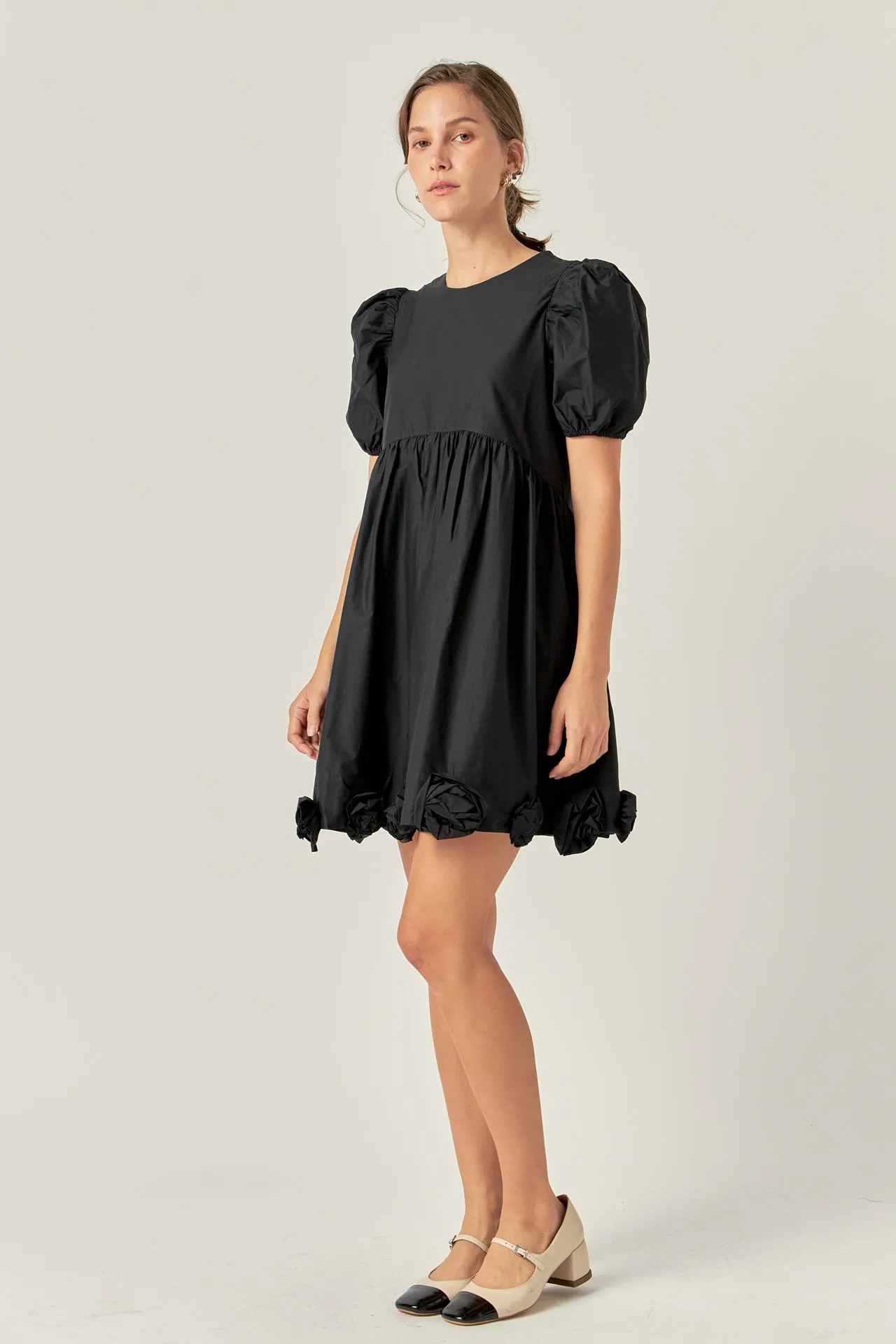 Poplin Corsage Mini Dress