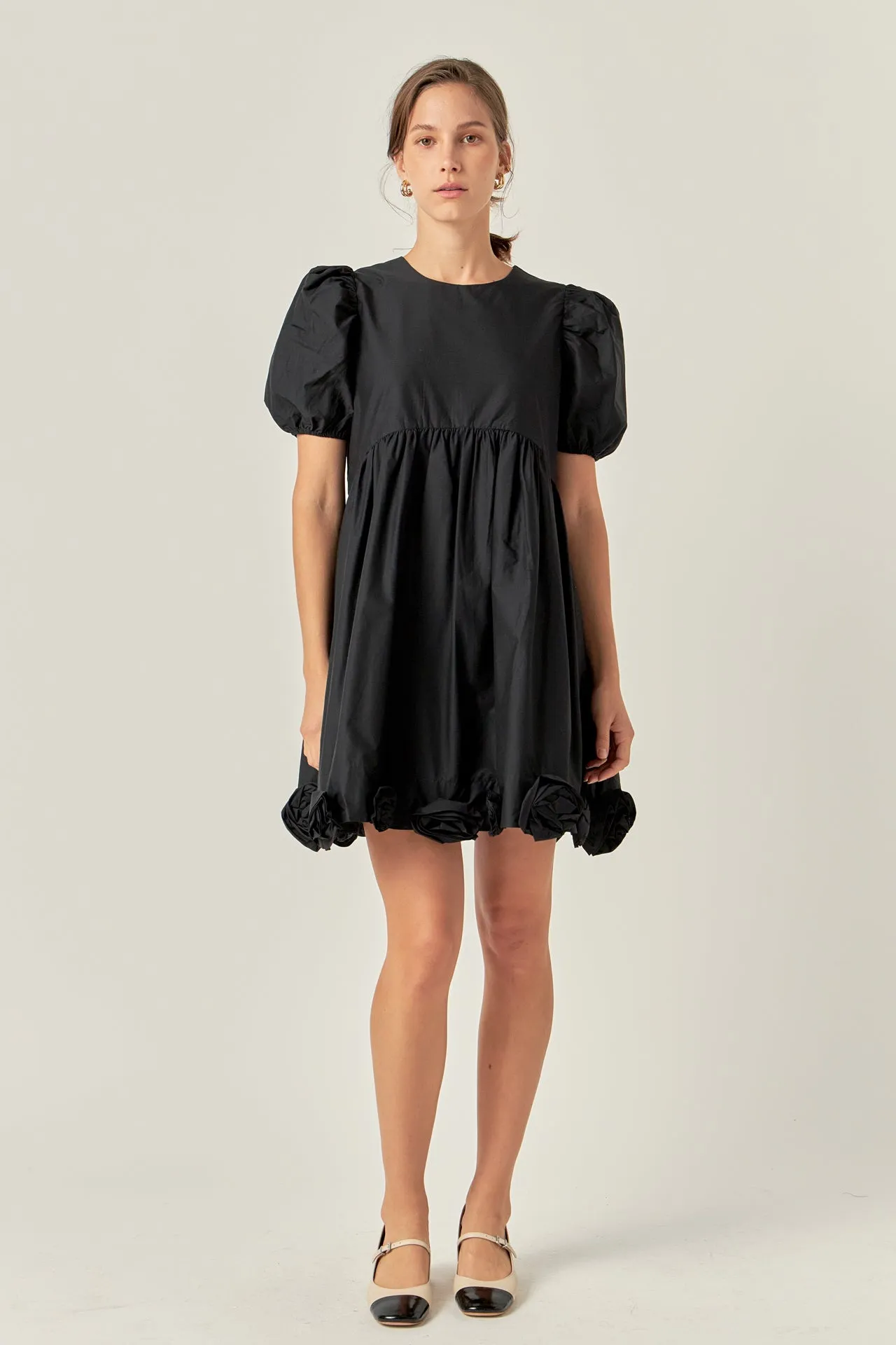 Poplin Corsage Mini Dress