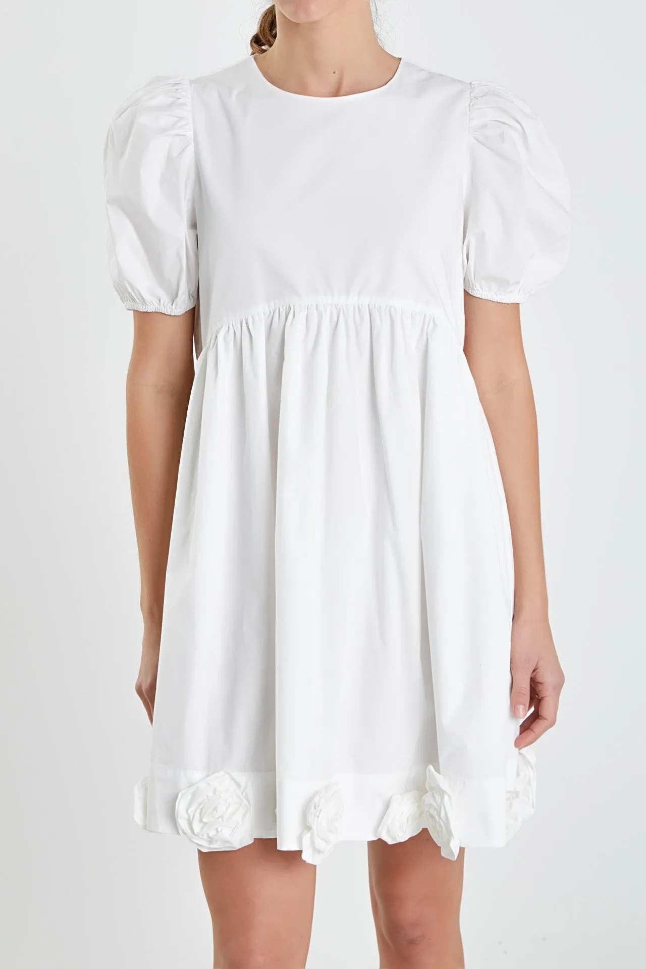 Poplin Corsage Mini Dress
