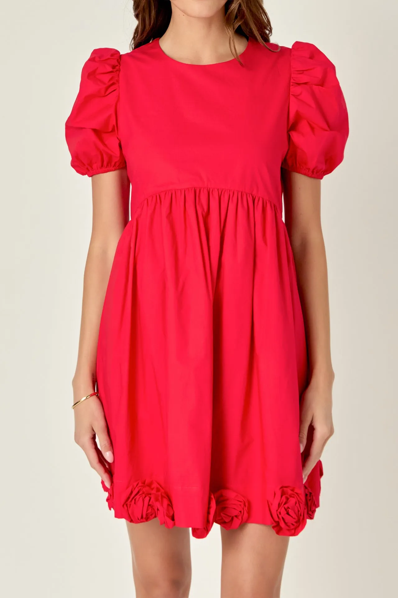 Poplin Corsage Mini Dress