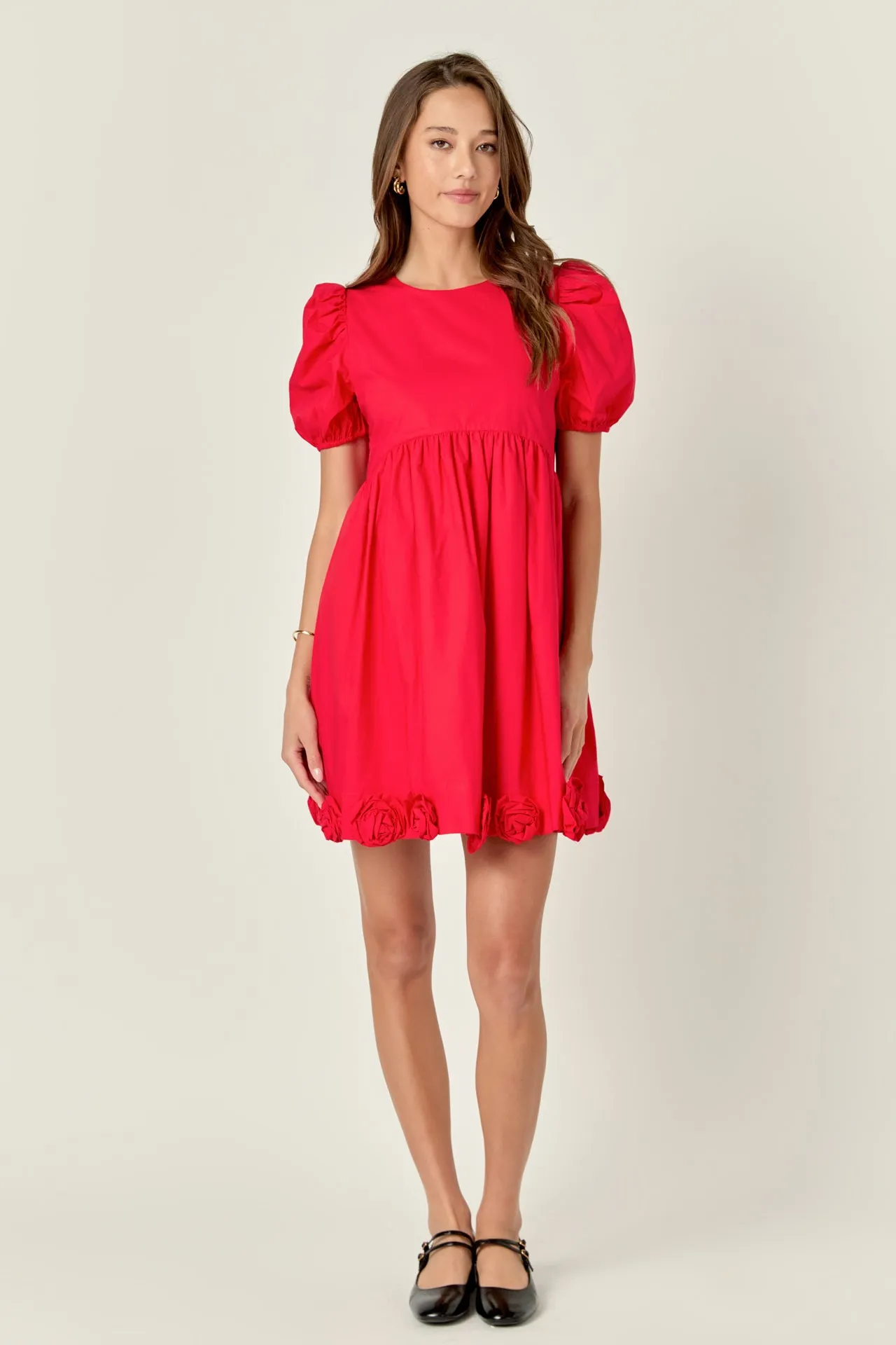 Poplin Corsage Mini Dress