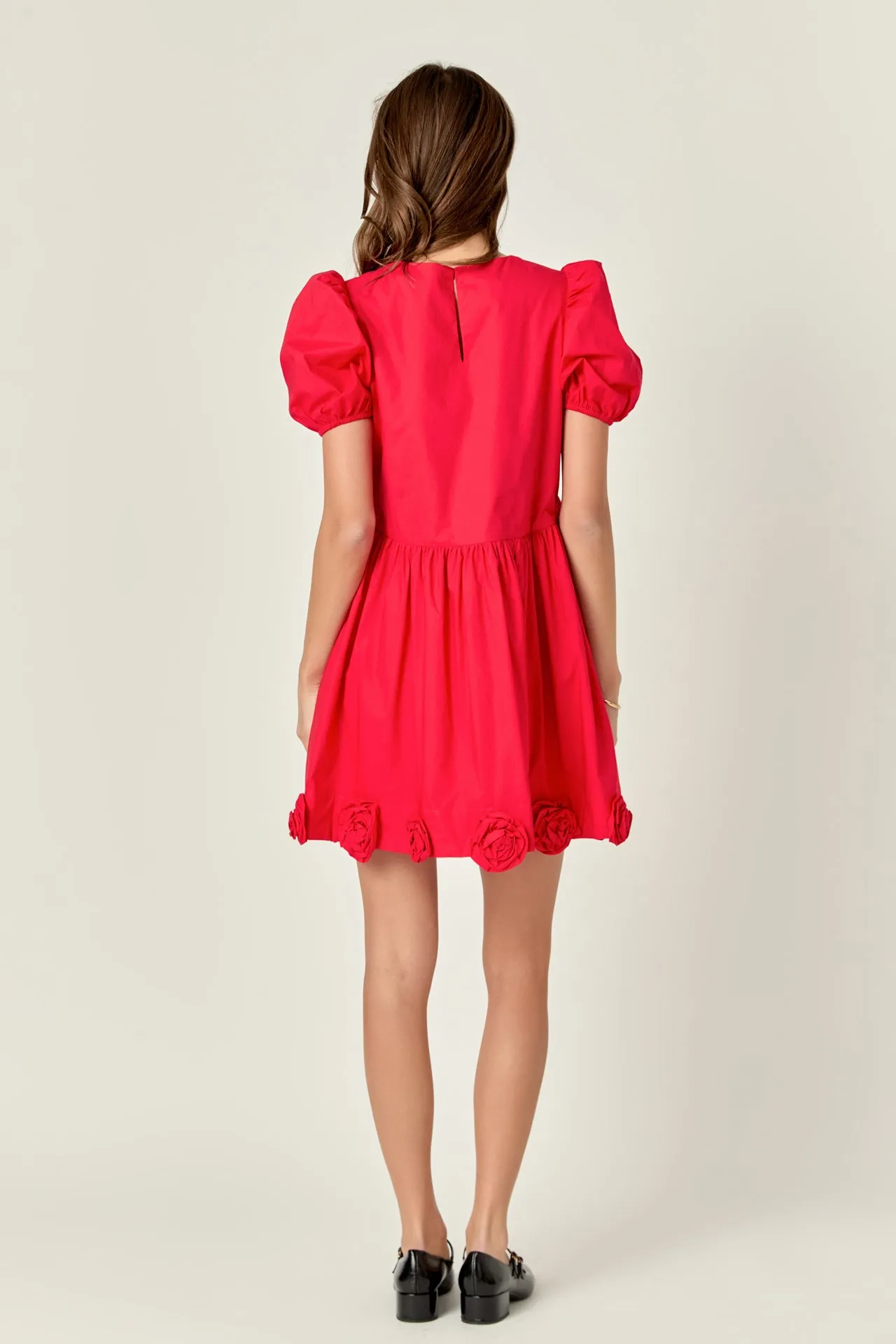 Poplin Corsage Mini Dress