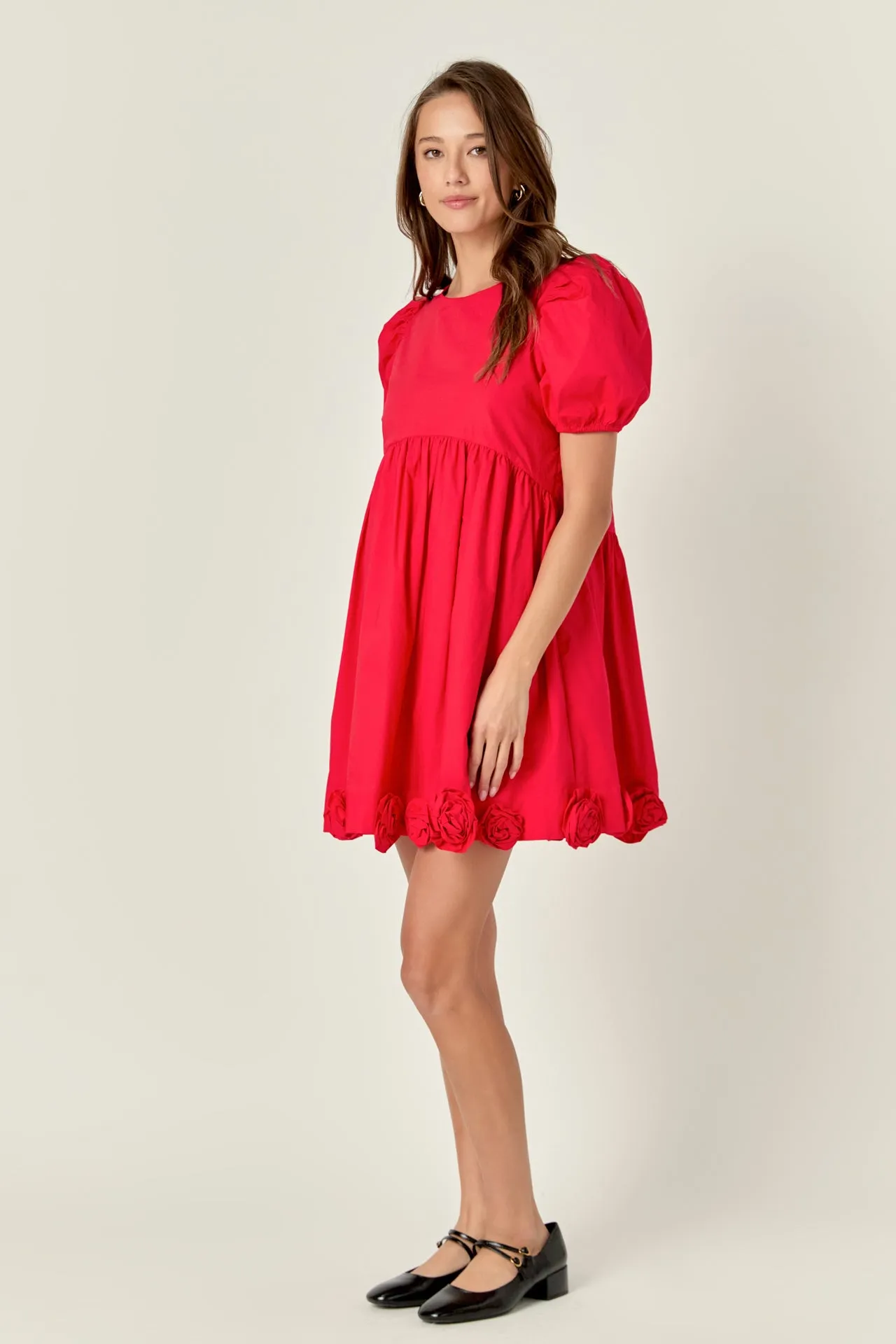 Poplin Corsage Mini Dress