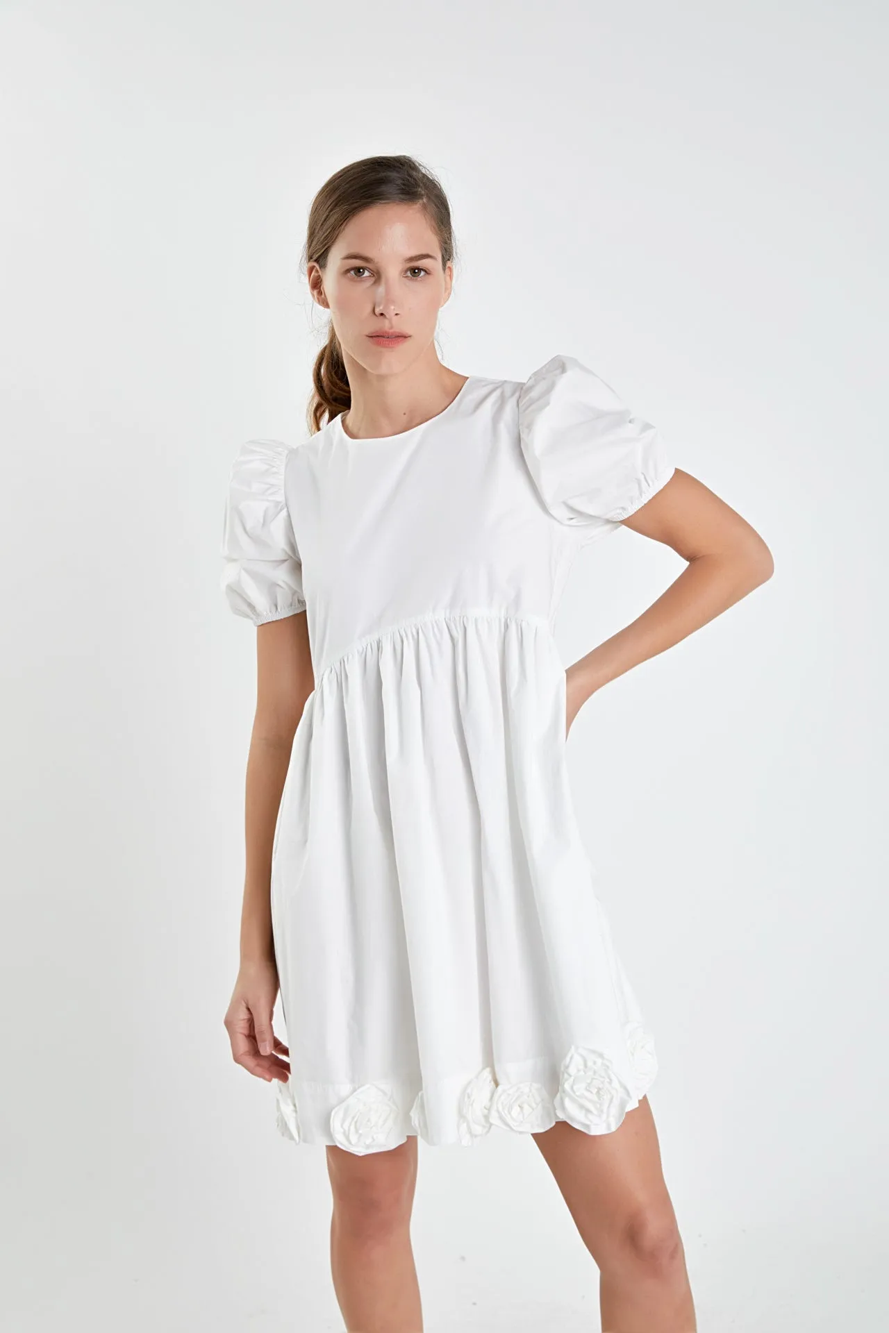 Poplin Corsage Mini Dress