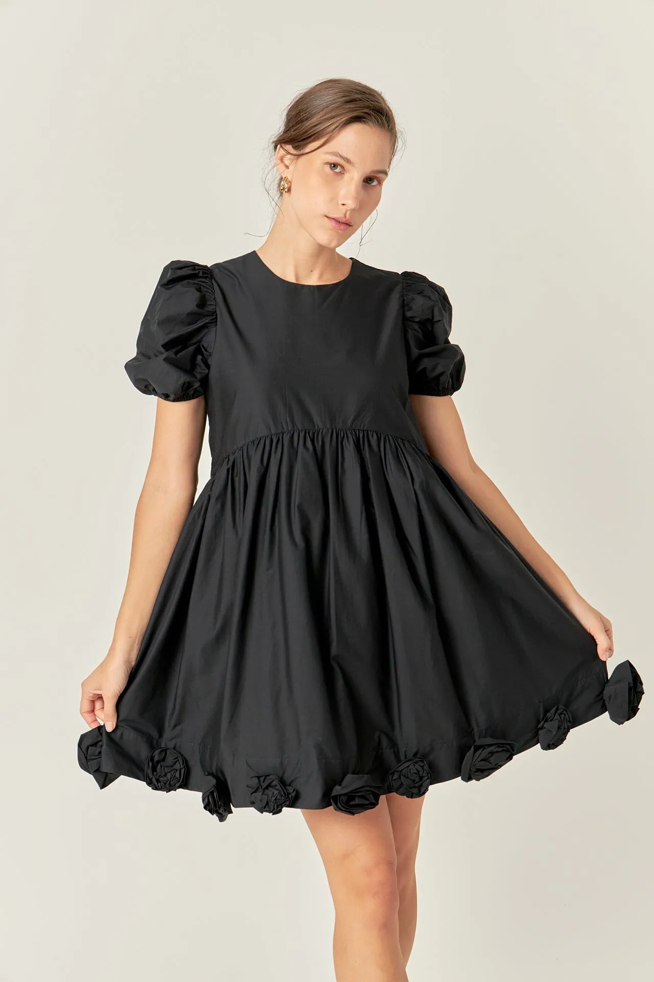 Poplin Corsage Mini Dress