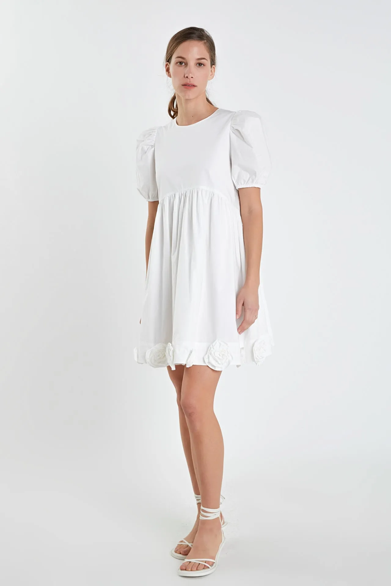 Poplin Corsage Mini Dress