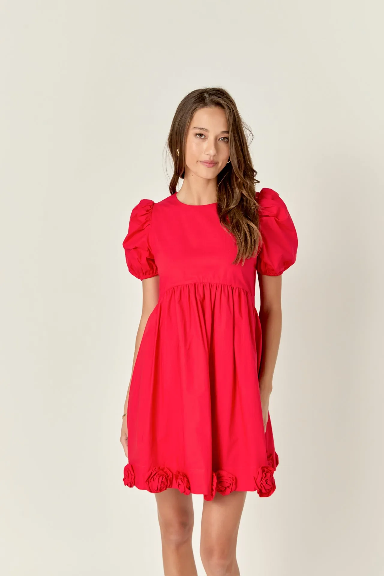 Poplin Corsage Mini Dress