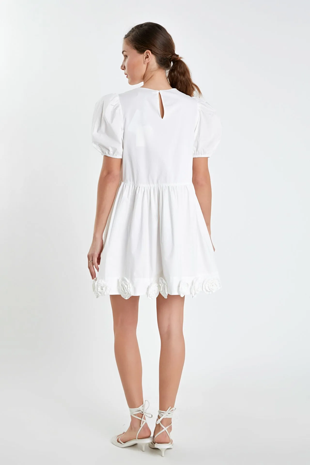 Poplin Corsage Mini Dress