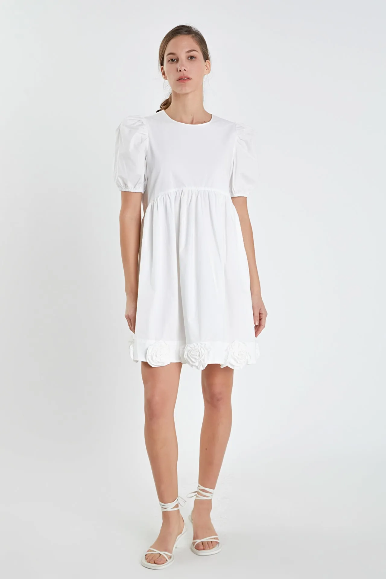 Poplin Corsage Mini Dress