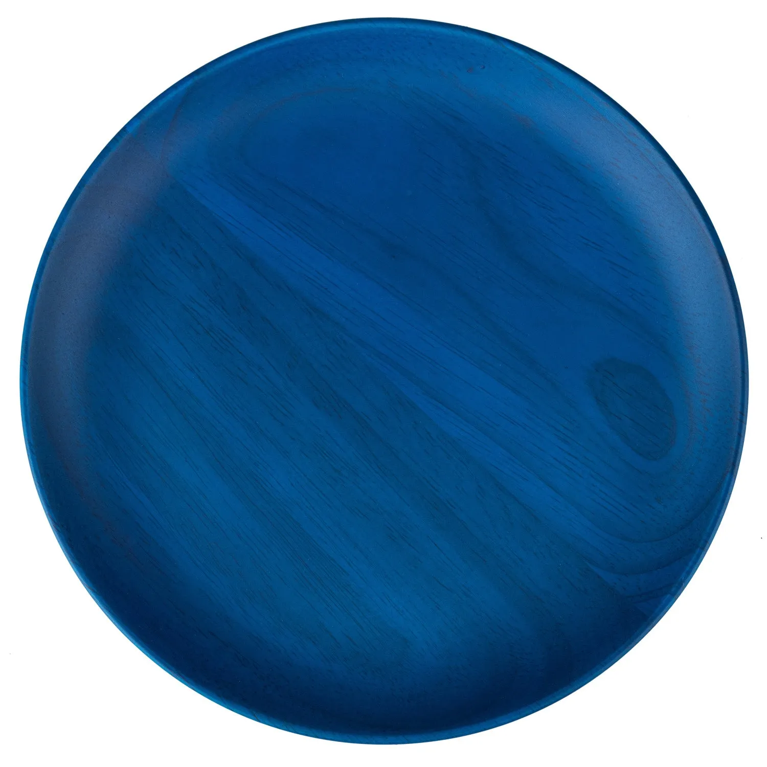 Premium Solid Blue Japanese Round Wooden Plate