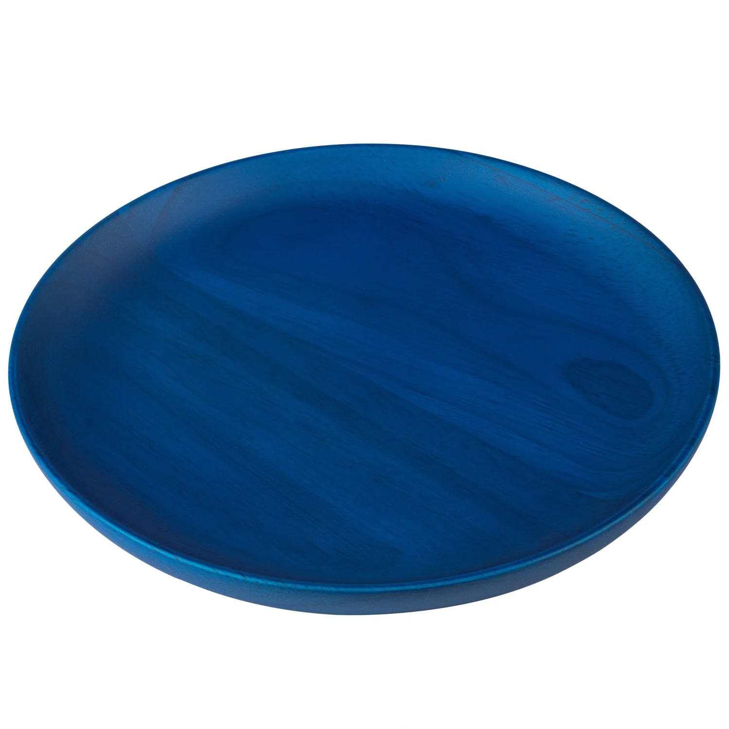 Premium Solid Blue Japanese Round Wooden Plate