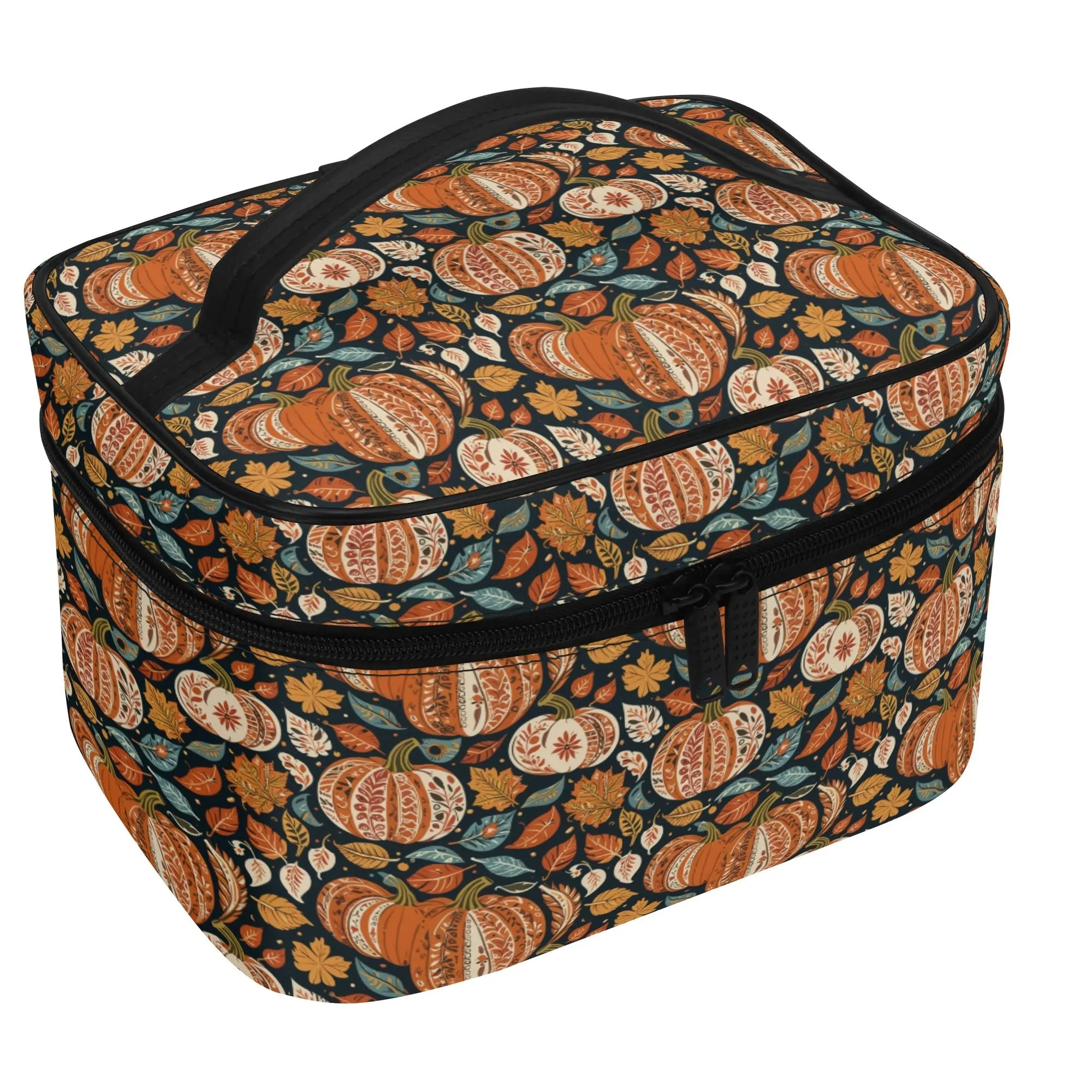 Pumpkin Fall Leather Cosmetic Bag
