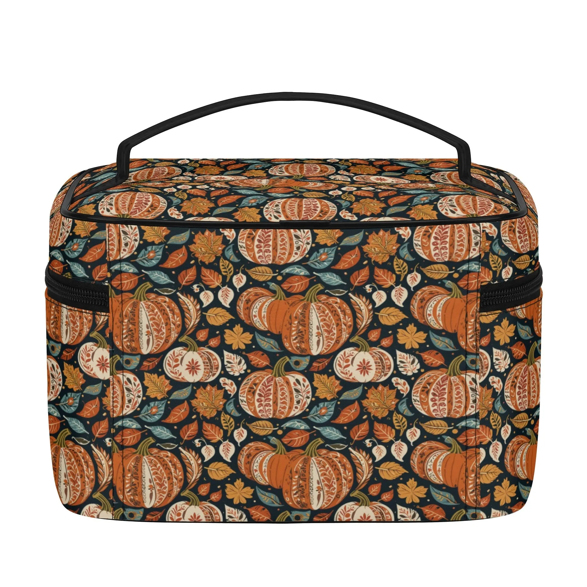 Pumpkin Fall Leather Cosmetic Bag