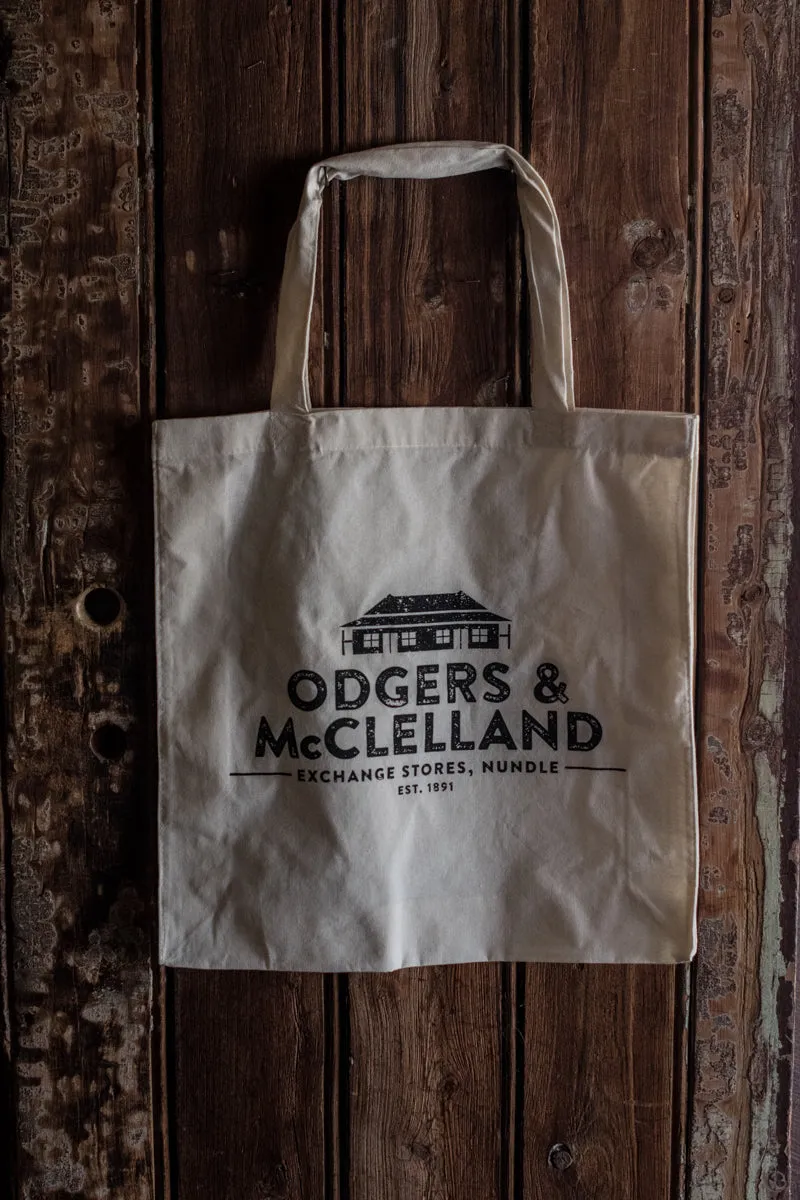 Reusable calico bag, Odgers and McClelland Exchange Stores logo