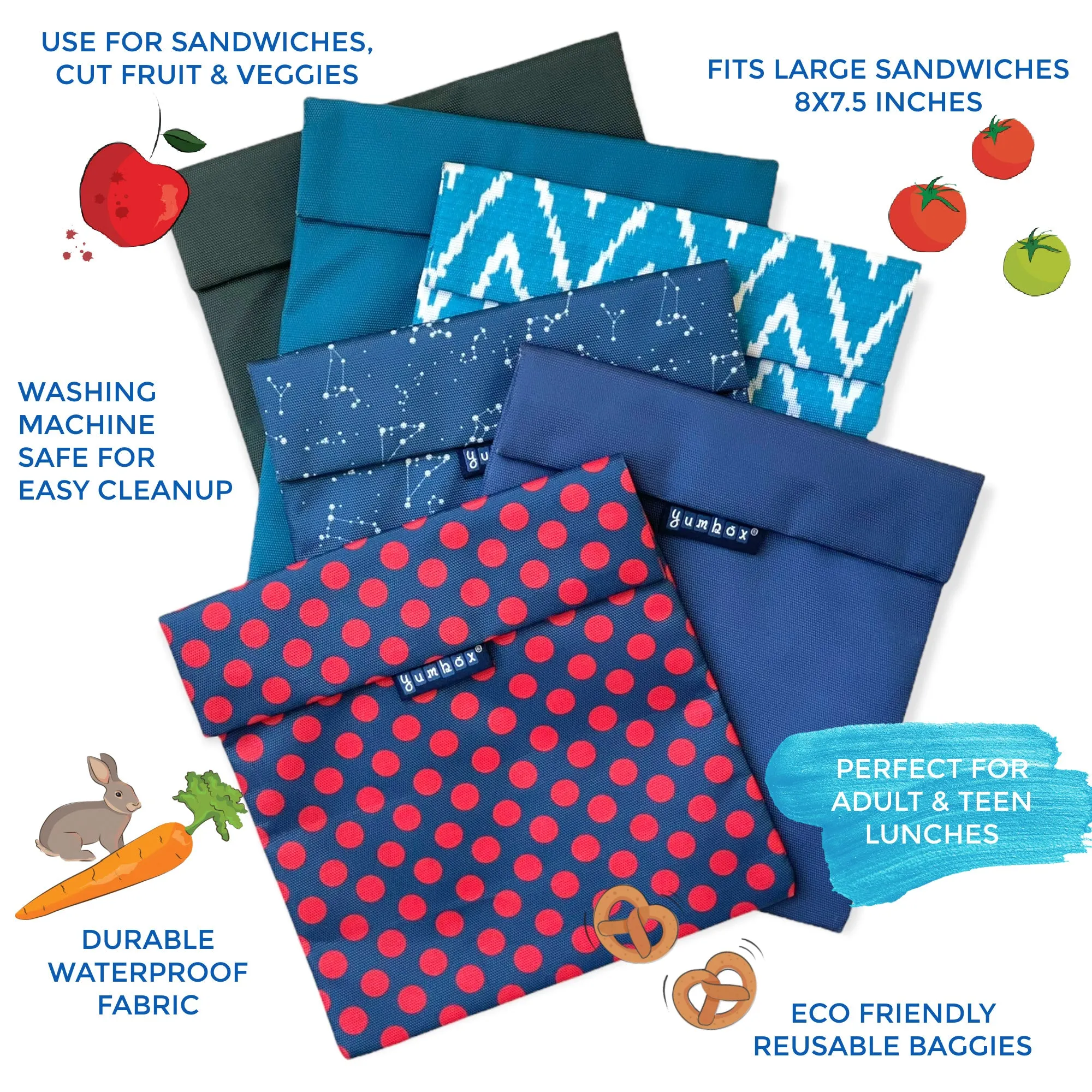 Reusable Sandwich Bag - Peacock Blue