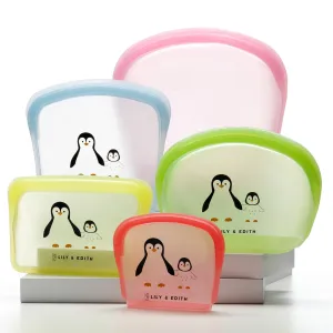 Reusable Silicone Bag Gift Box 5-Pack | Penguin