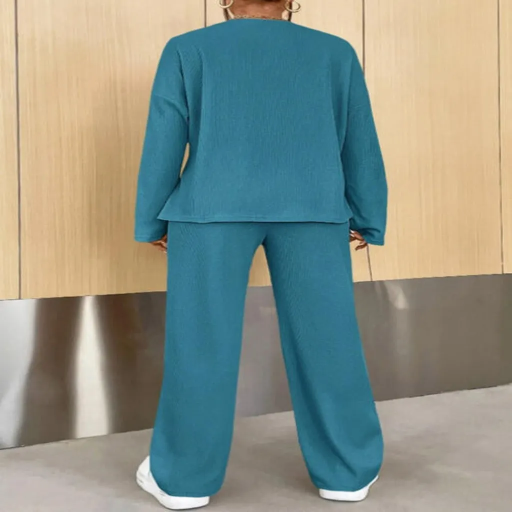 Ribbed Button Top Pants Set