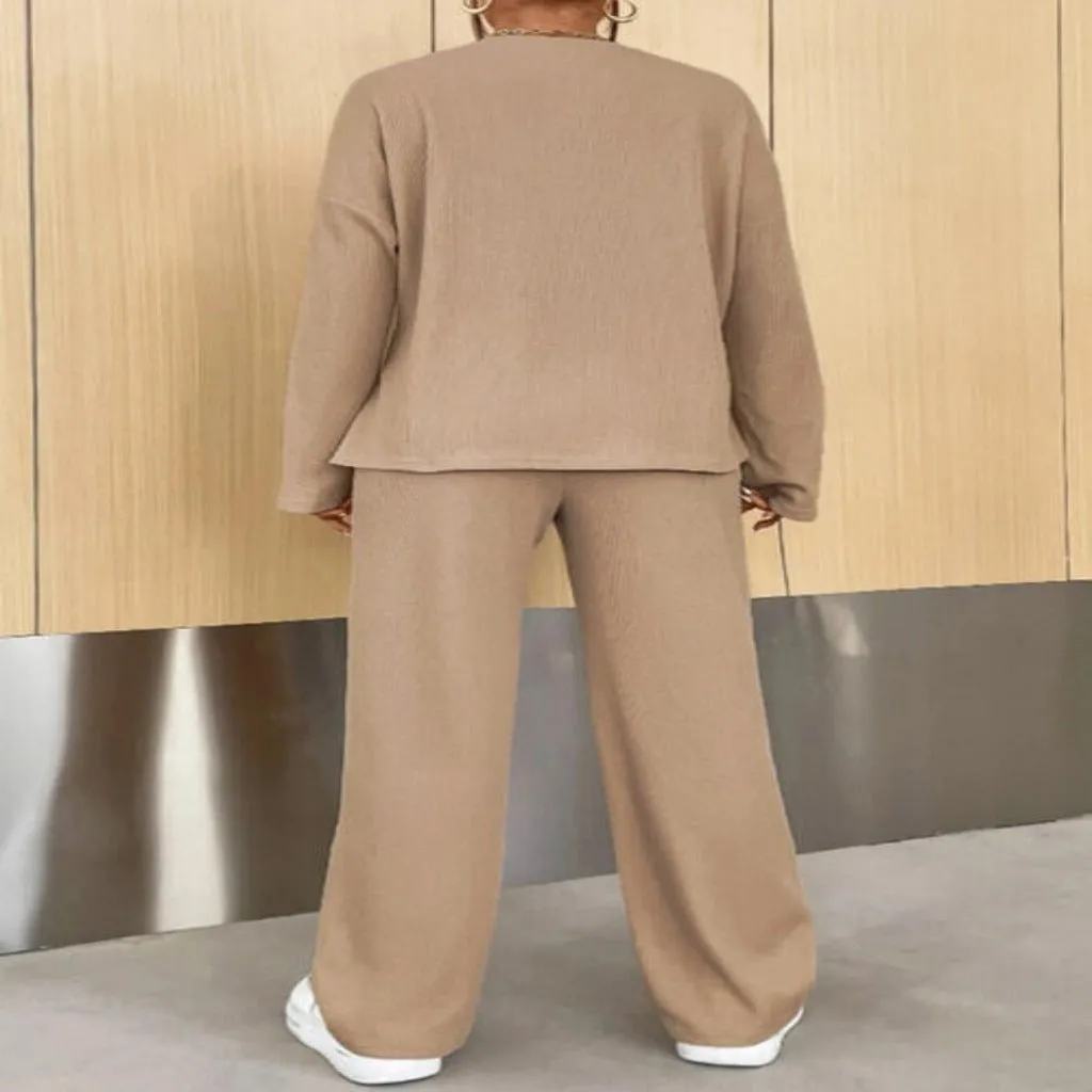 Ribbed Button Top Pants Set