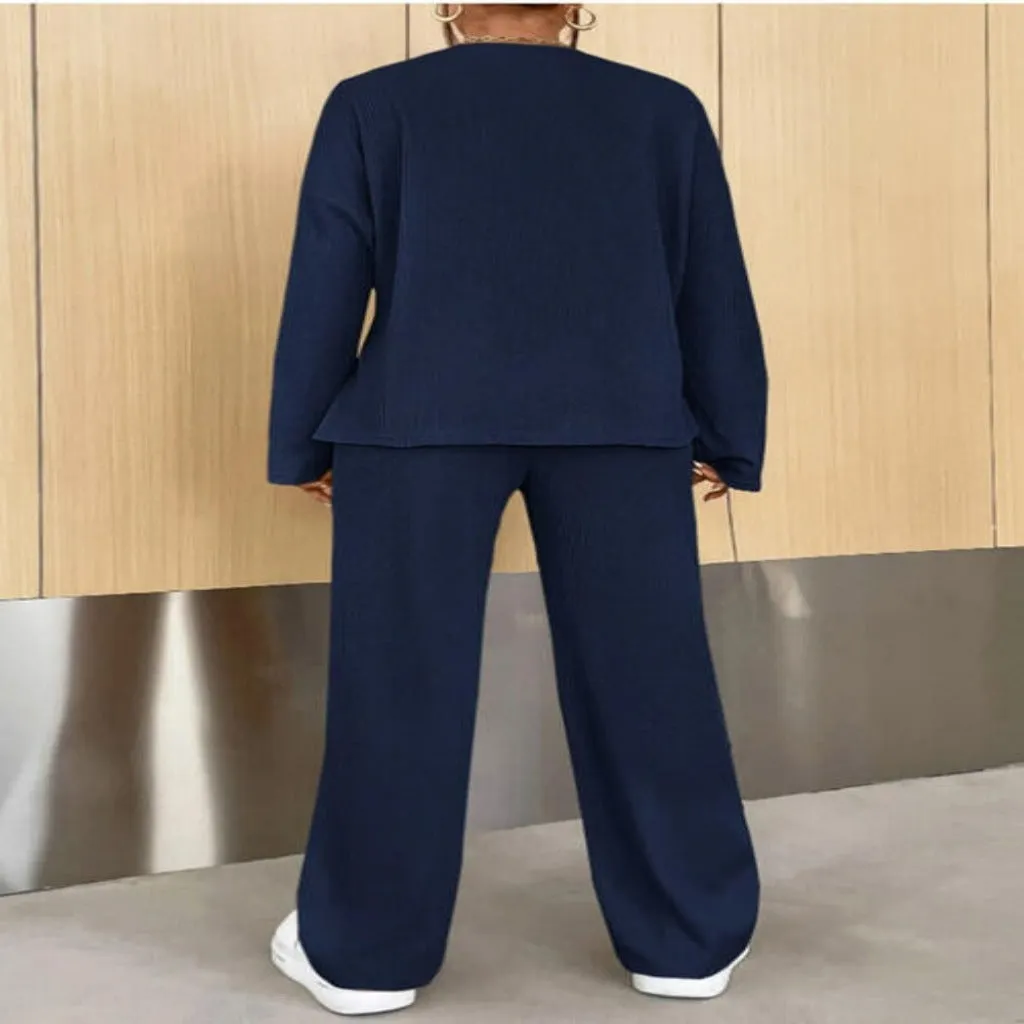 Ribbed Button Top Pants Set