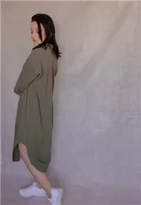 S-2XL Spring Casual Patchwork Cotton Collar Loose Long Sleeve Long Shirt Dress