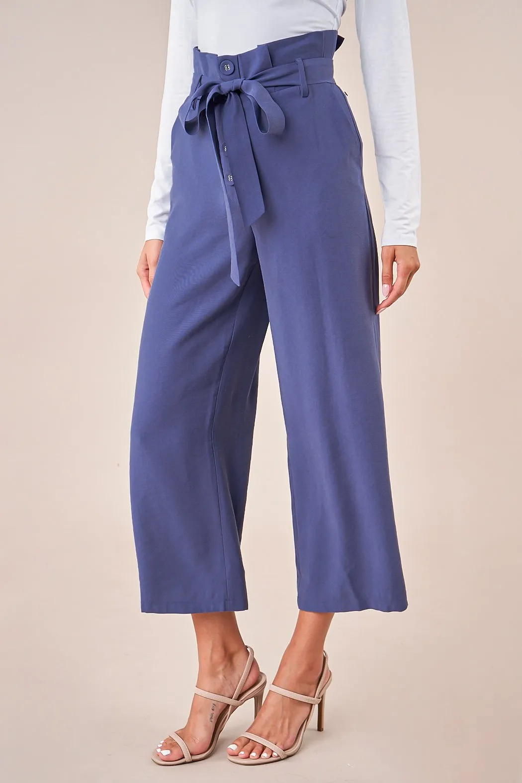 Saxson Wide Leg Paper Bag Pants