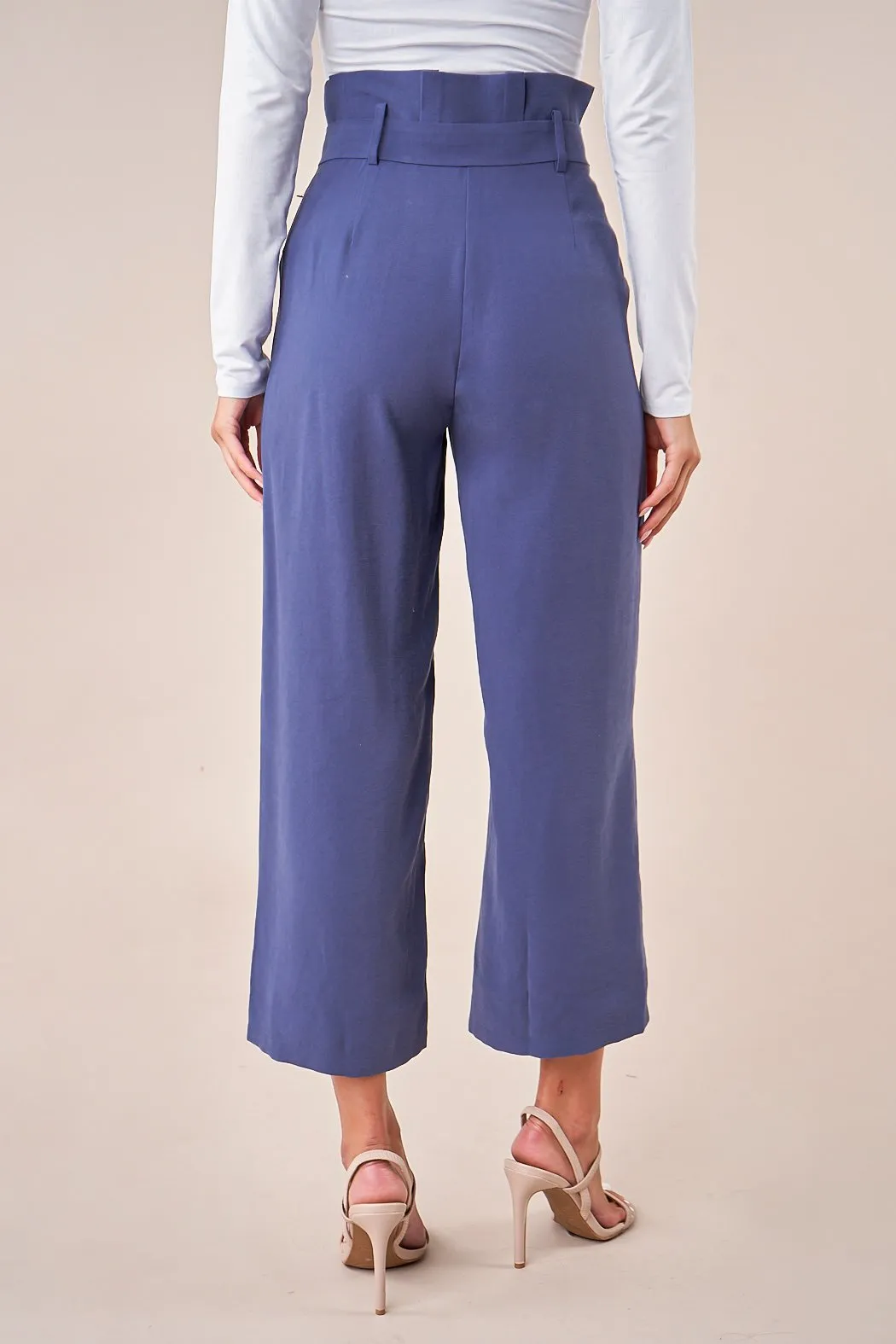 Saxson Wide Leg Paper Bag Pants