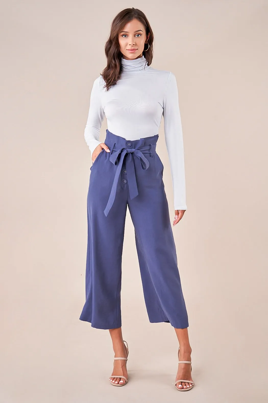 Saxson Wide Leg Paper Bag Pants