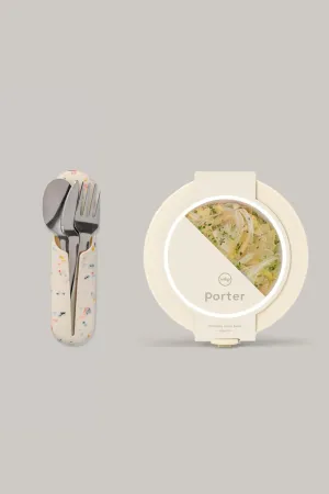 [Set] Porter Bowl   Utensil - Cream & Terrazo