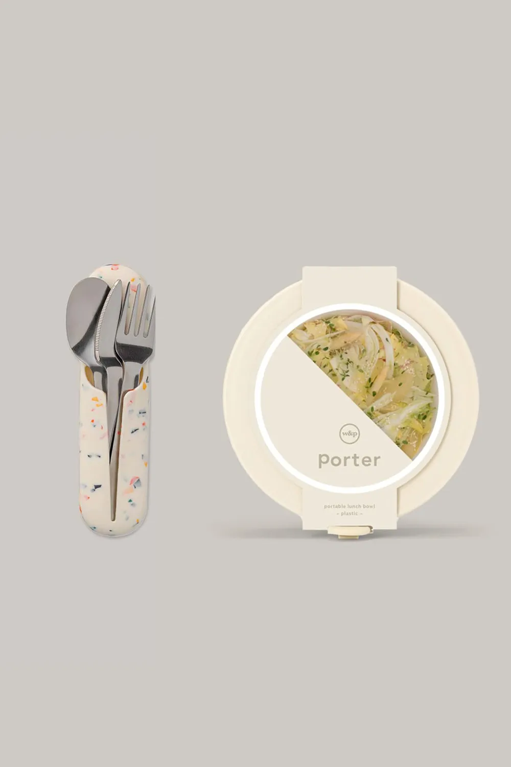 [Set] Porter Bowl   Utensil - Cream & Terrazo