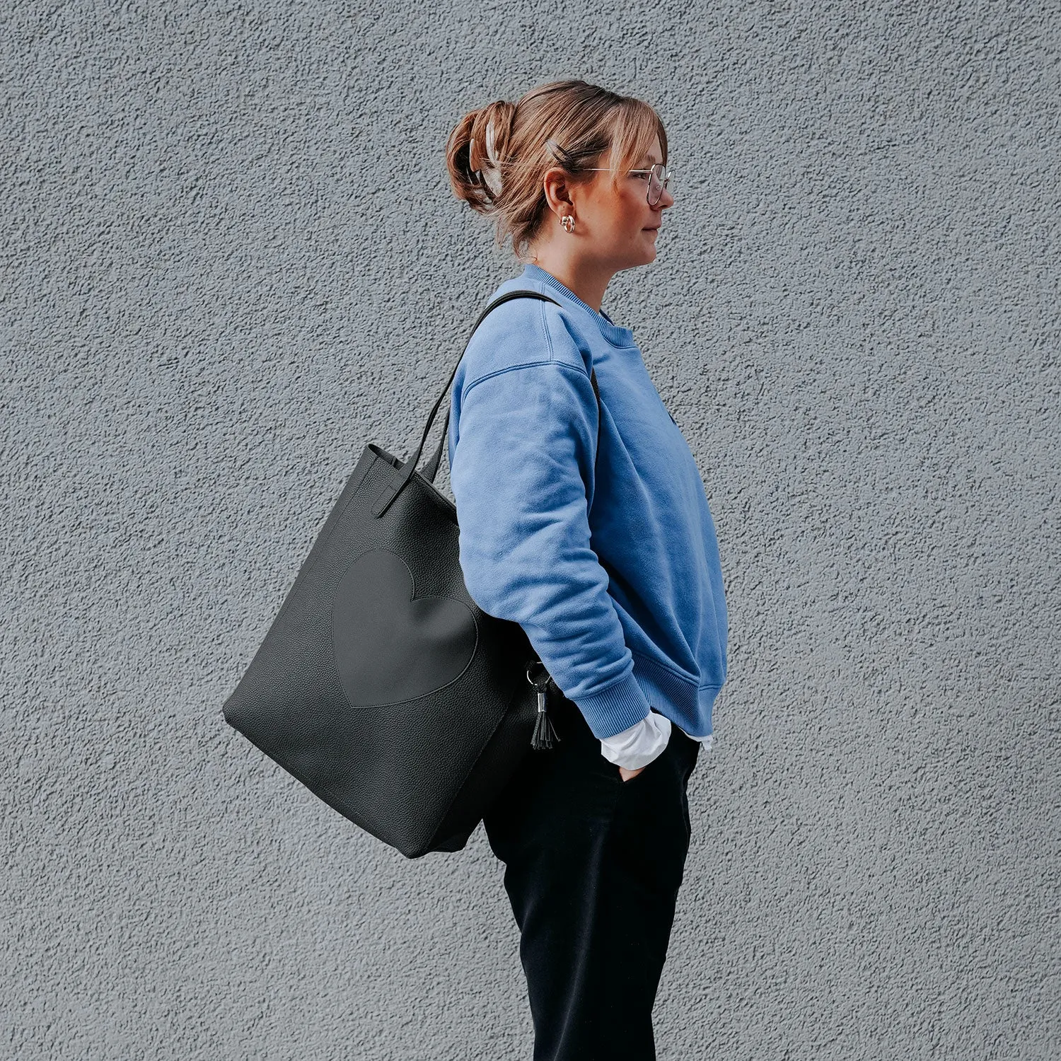 Shopper Milano Love Black Edition, schwarz (Kunstleder)