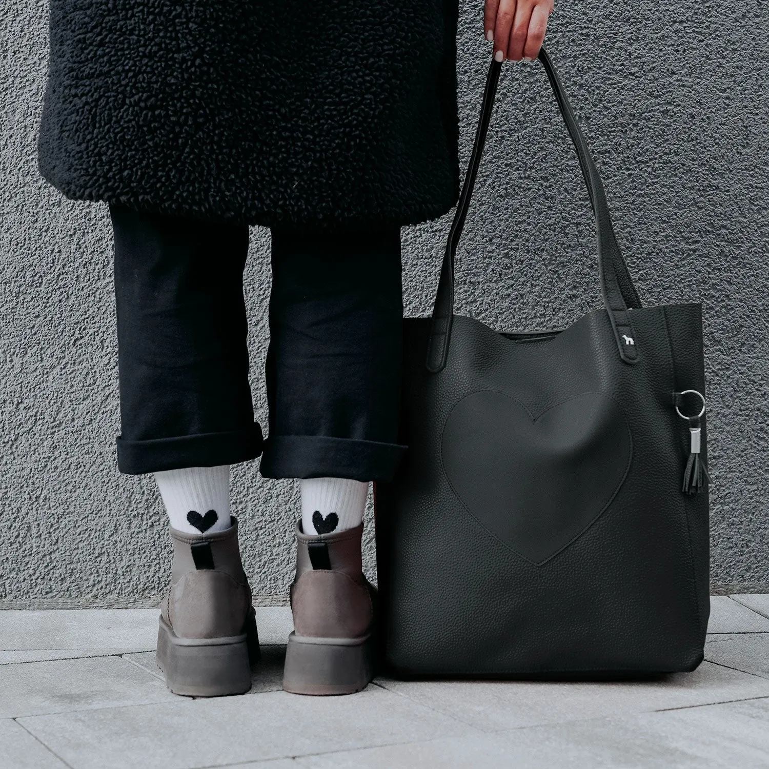 Shopper Milano Love Black Edition, schwarz (Kunstleder)