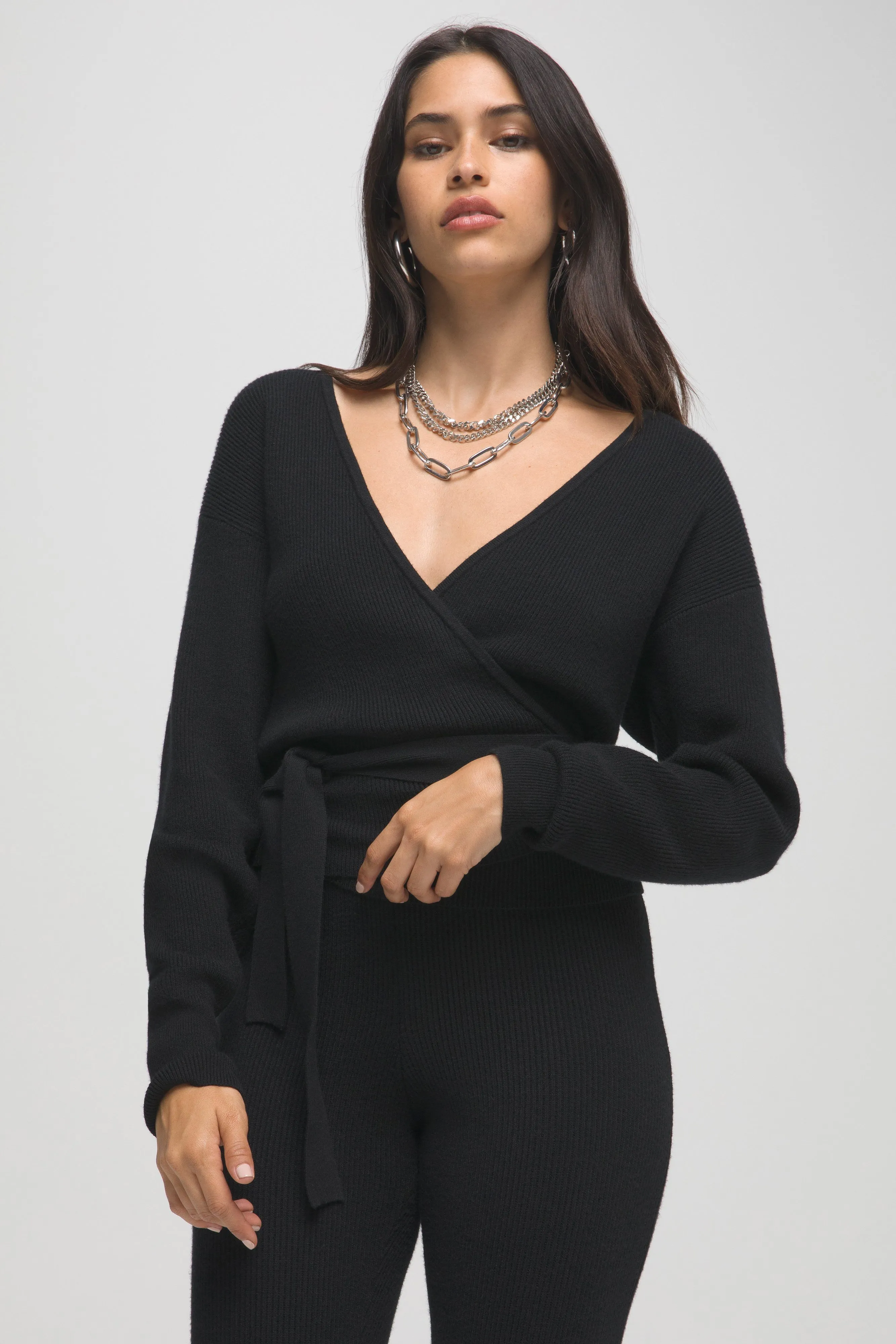 SIDE TIE RIB WRAP | BLACK001