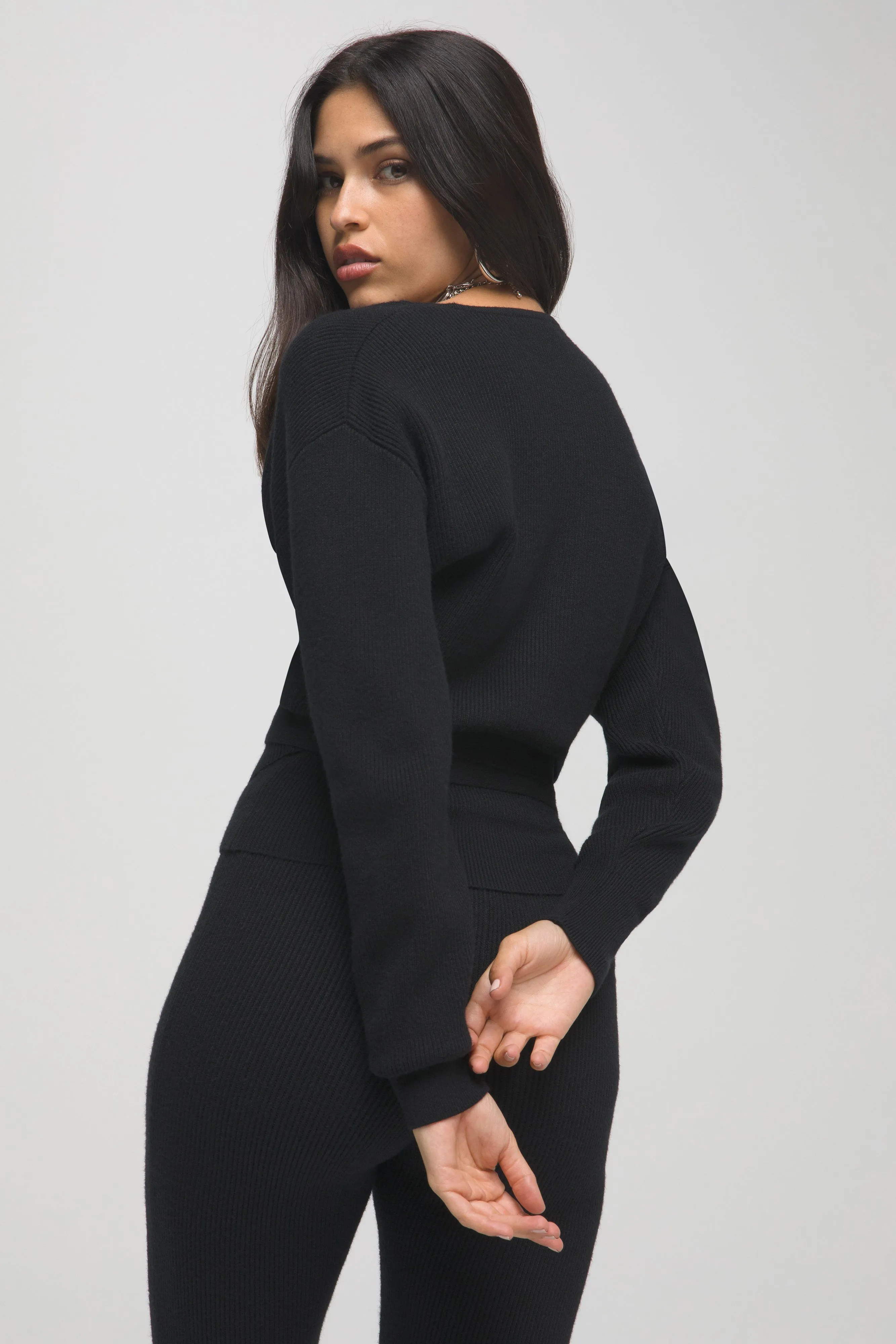SIDE TIE RIB WRAP | BLACK001