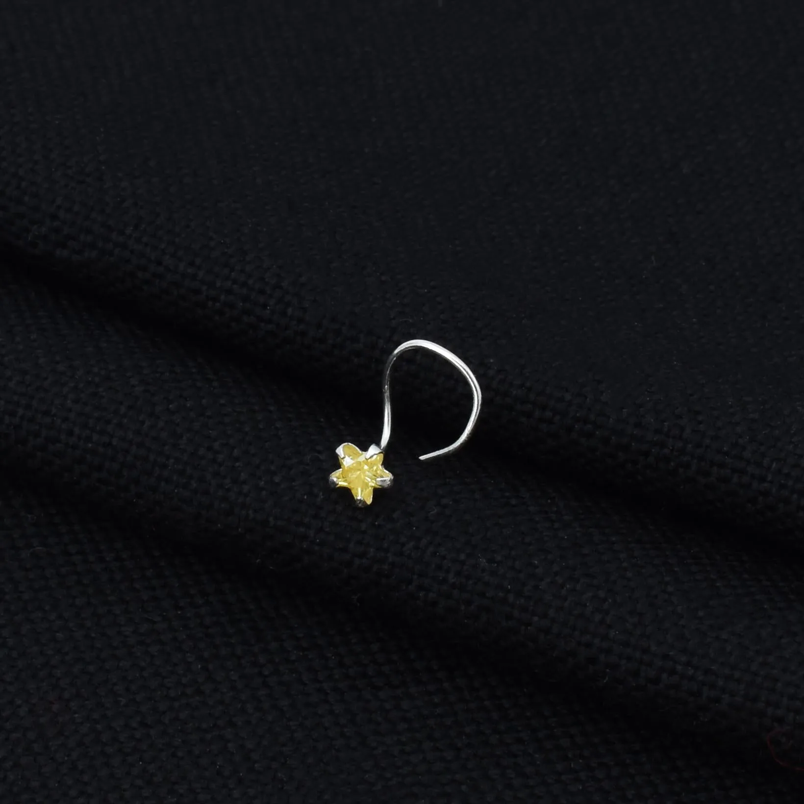 Silver Beautiful Yellow Gem Nosepin