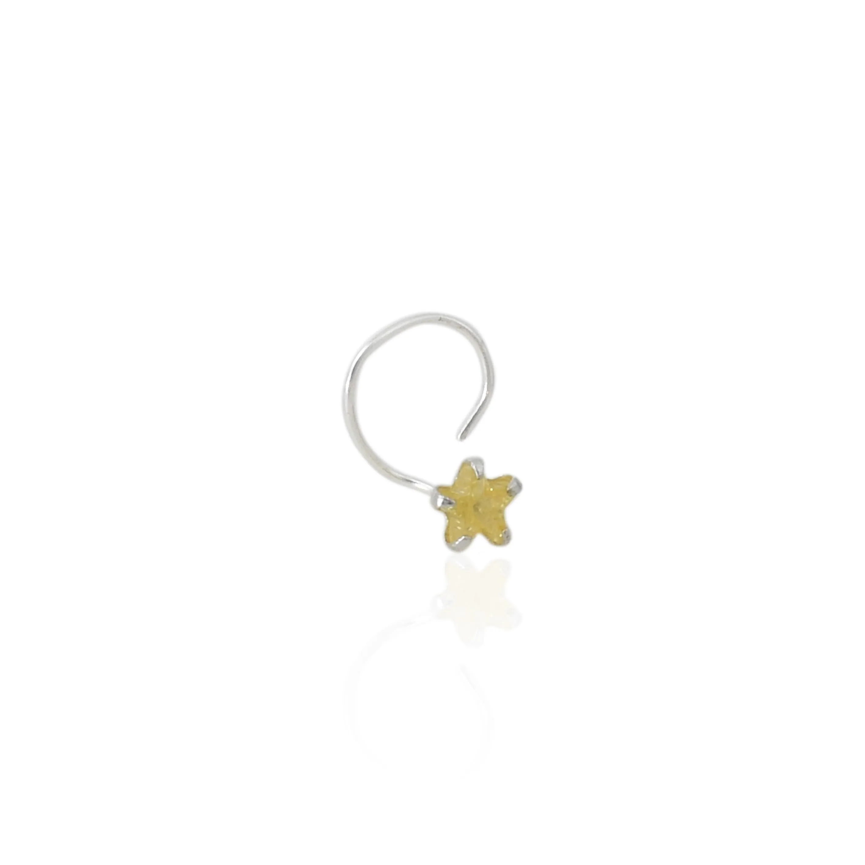Silver Beautiful Yellow Gem Nosepin