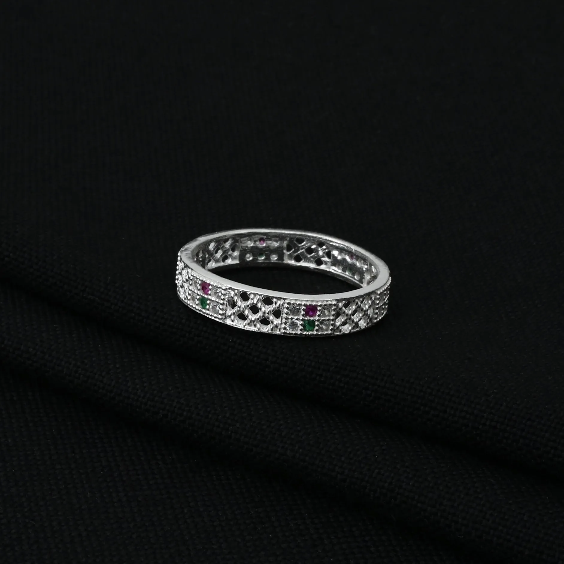Silver Gorgeous Minimal Gems Girls Ring