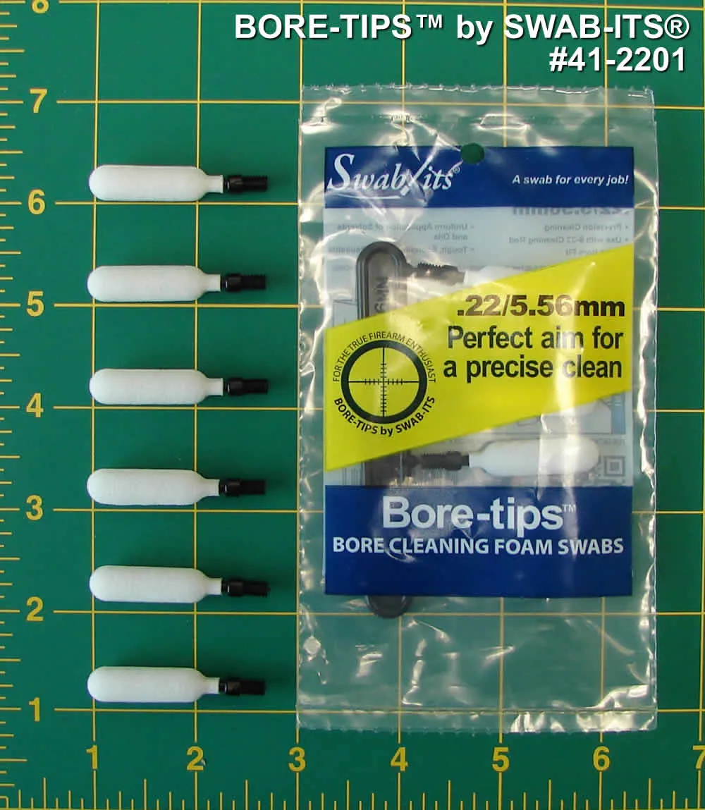 (Single Bag) .22cal/.223cal/5.56mm Gun Cleaning Bore-tips® by Swab-its: Barrel Cleaning Swabs: 41-2201