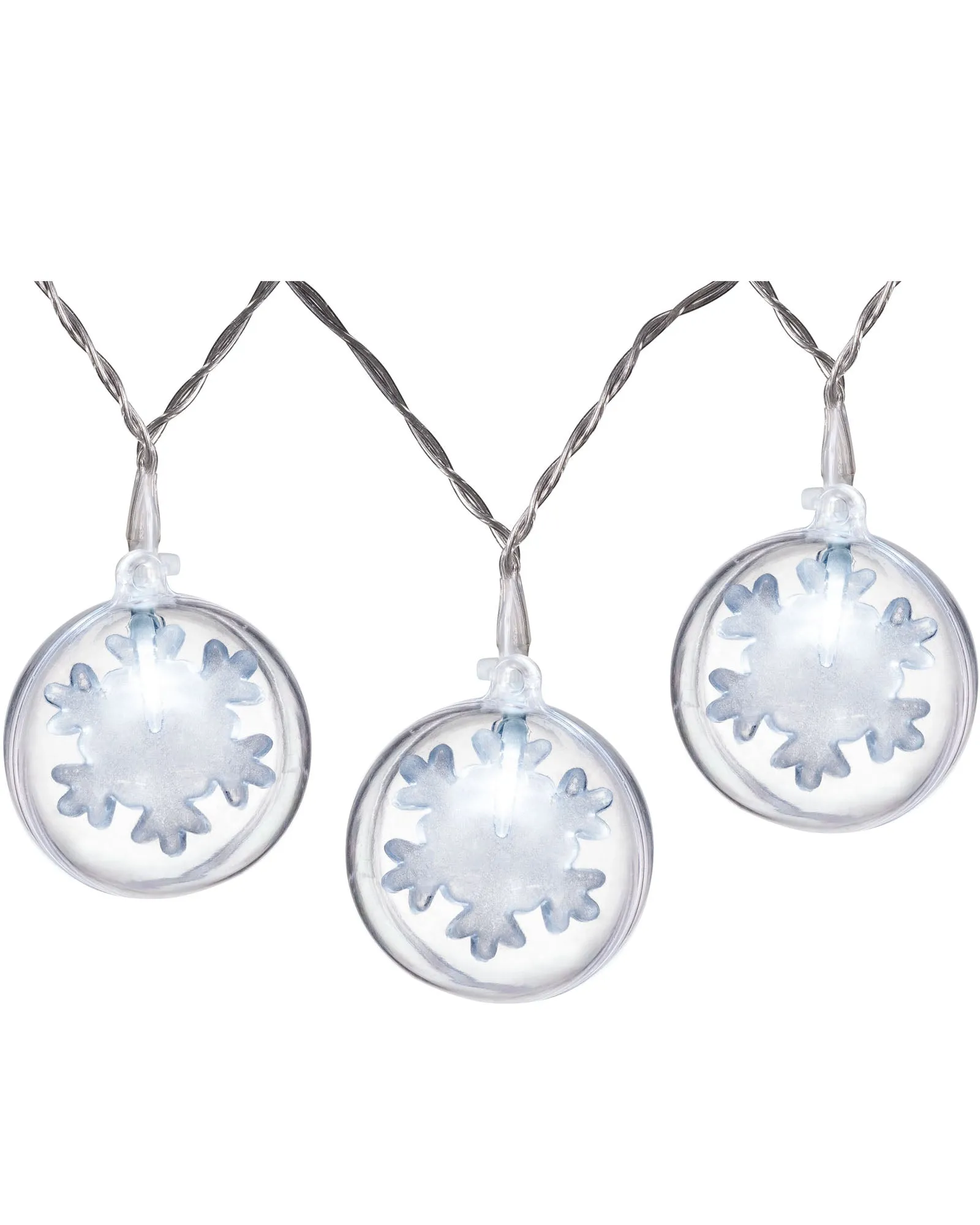 Snowflake Bauble LED Light String, White, 1.8 m