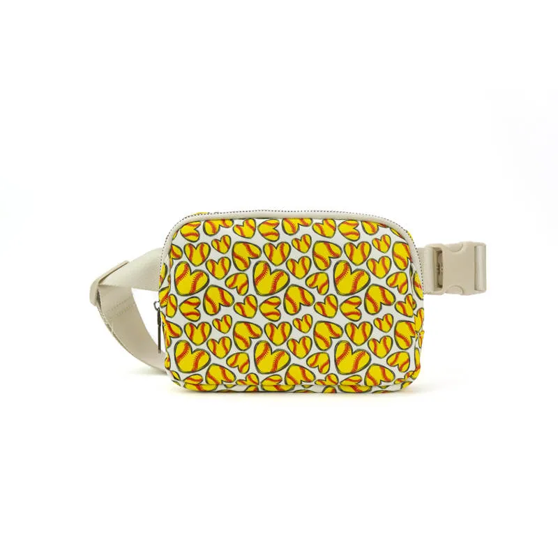Softball Hearts Easy Carry Belt Bag