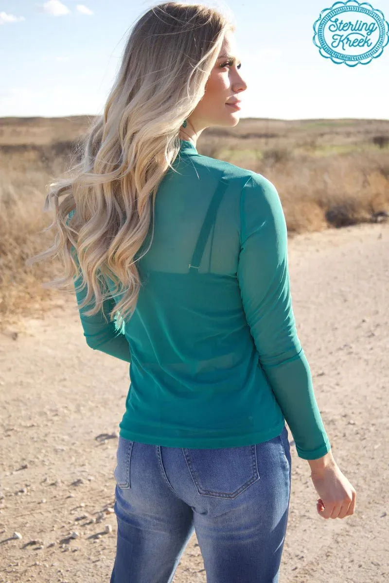 Sterling Kreek Meshed Out Turquoise Top