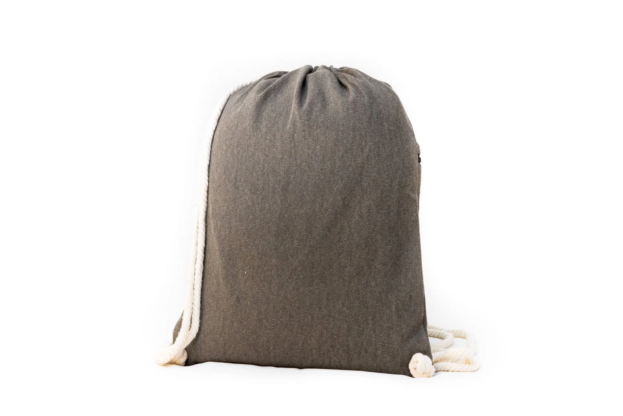 Stone Gray Canvas Drawstring Backpack