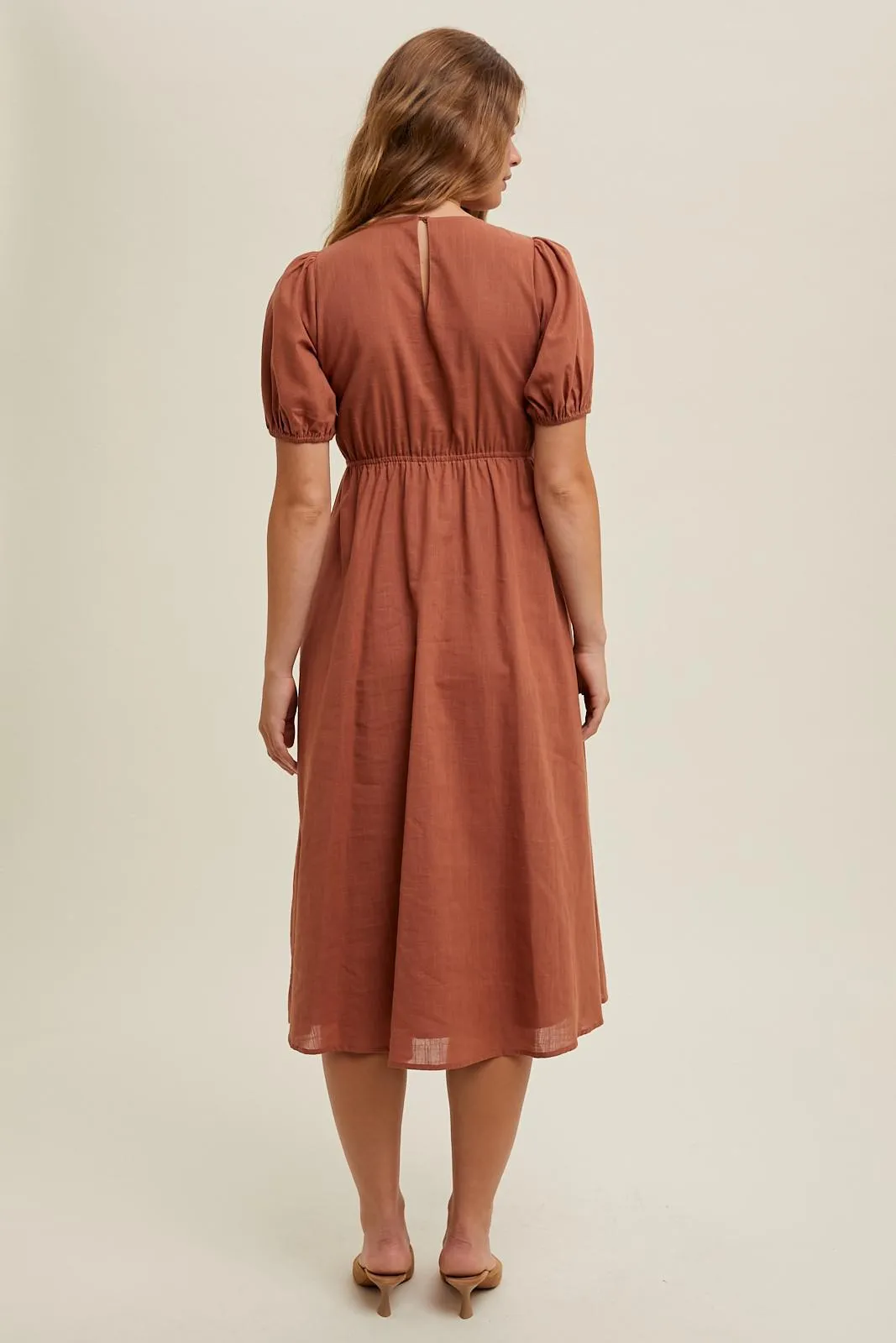 Textured Puff Sleeve Dress