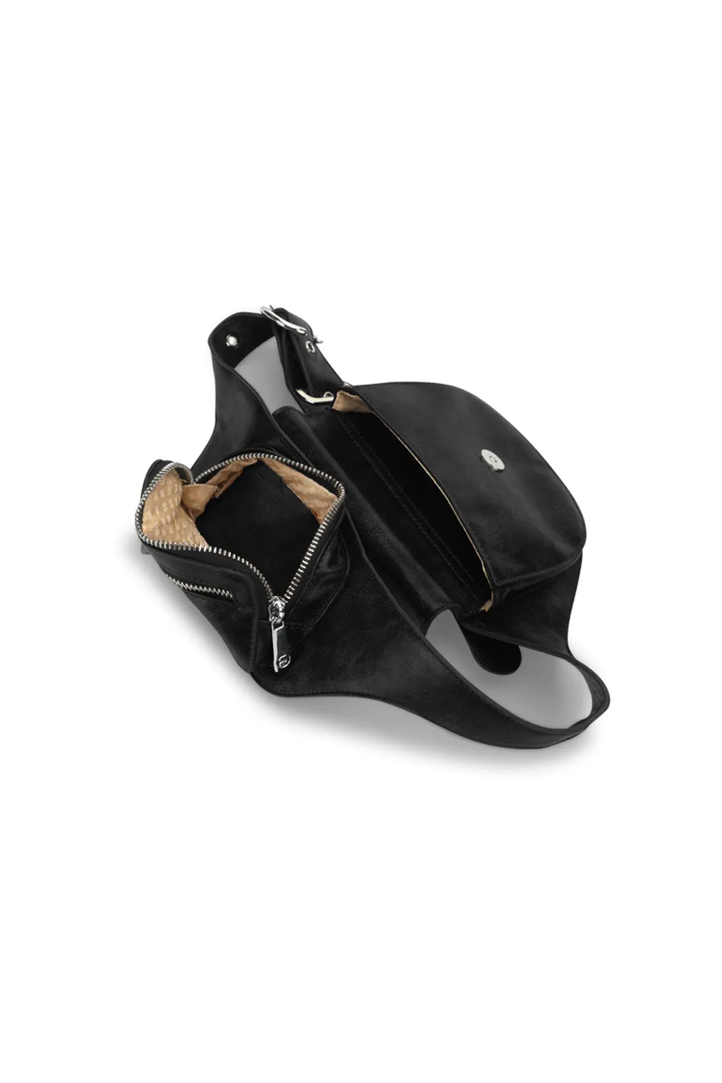 THE ELIZA FESTIVAL BELT IN DISTRESSED VEGAN LEATHER - BLACK