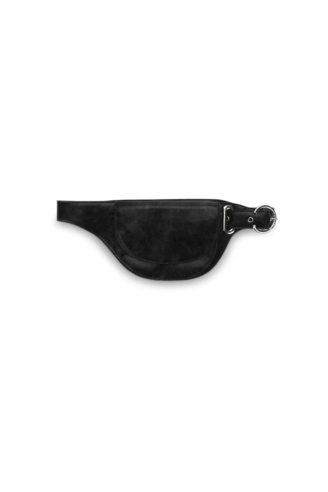 THE ELIZA FESTIVAL BELT IN DISTRESSED VEGAN LEATHER - BLACK