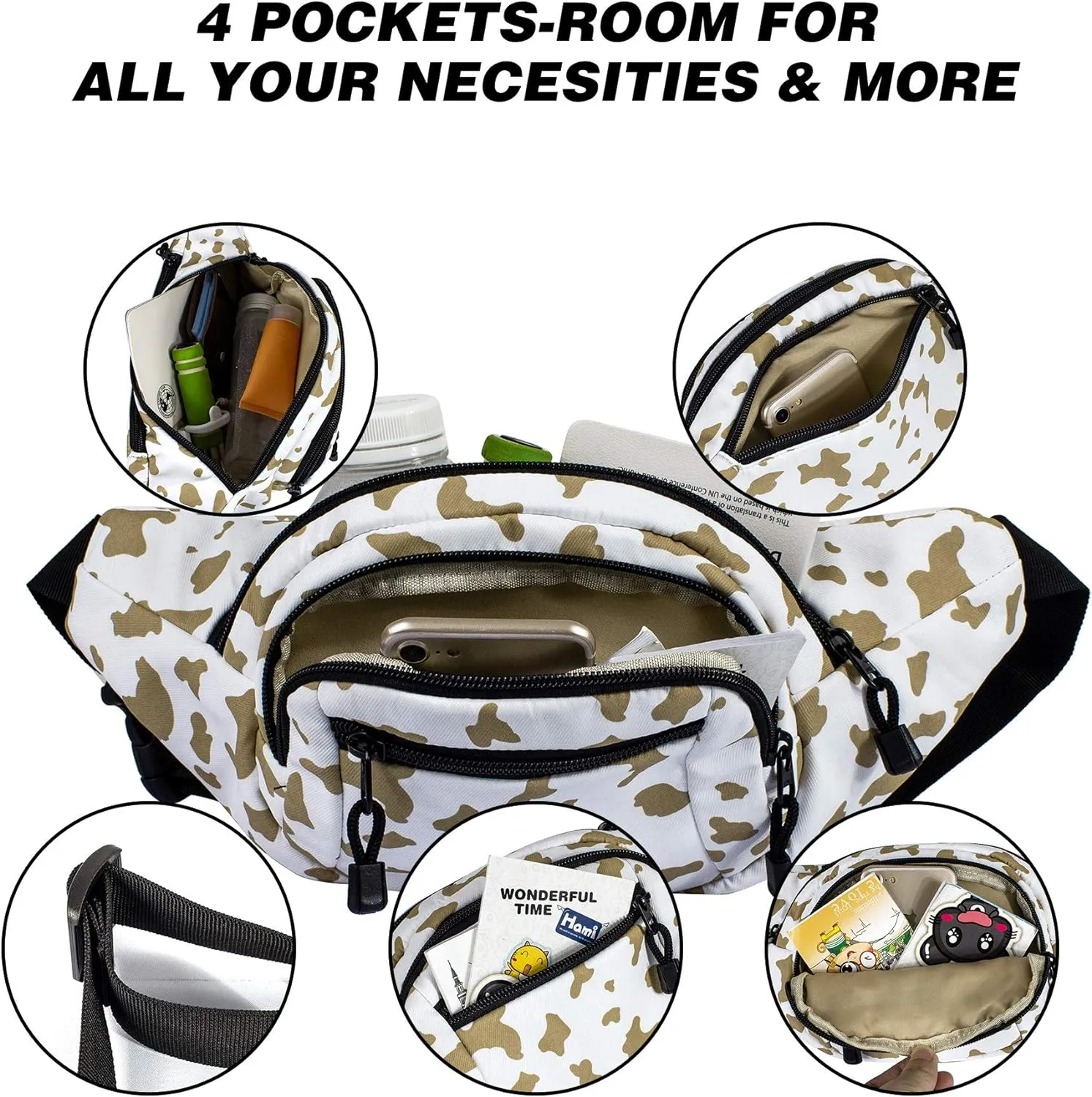 TOPERIN Fashion Fanny Pack Cute Running Belt Waist Pack Running Waist Bag Belt