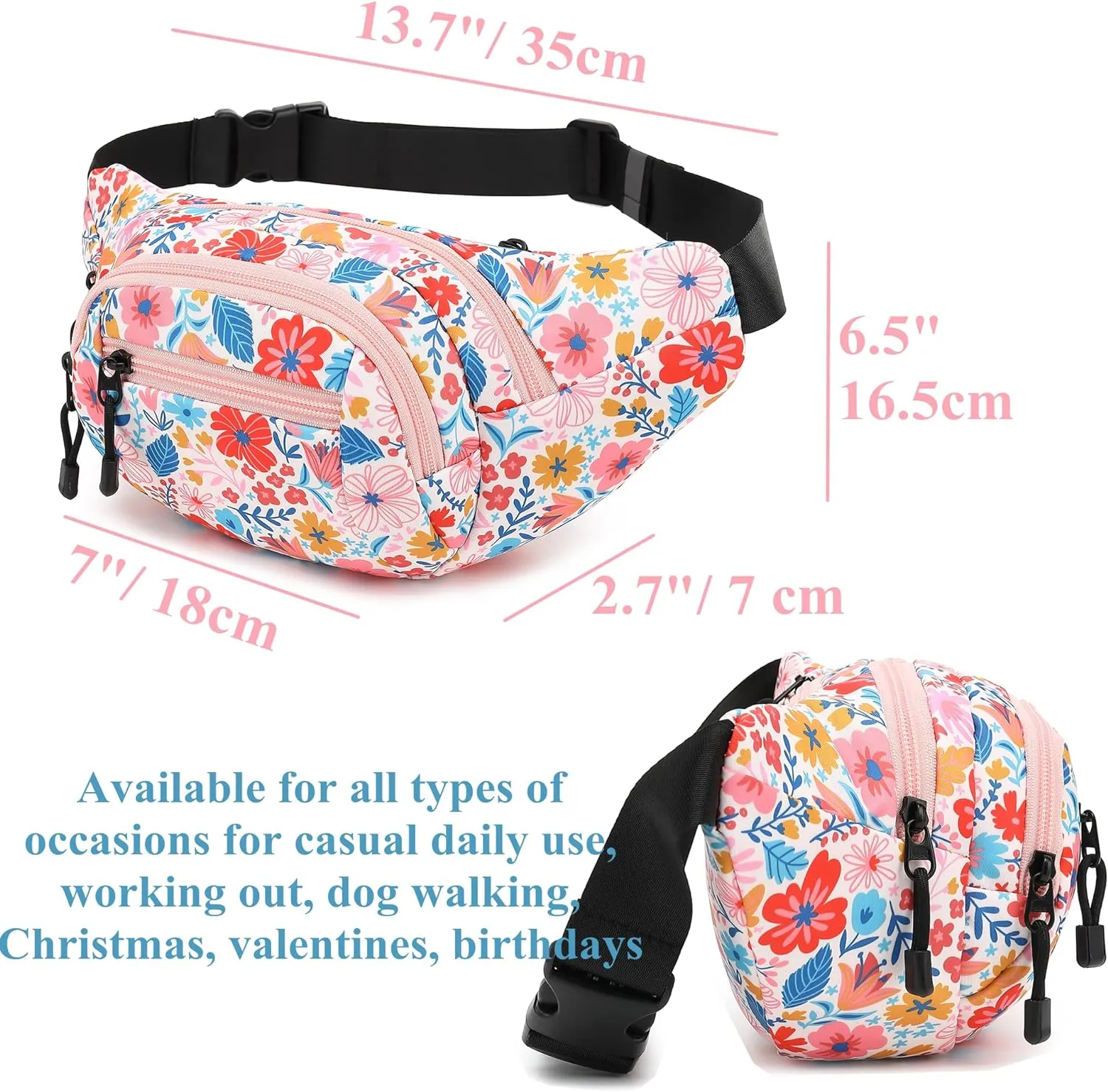 TOPERIN Fashion Fanny Pack Cute Running Belt Waist Pack Running Waist Bag Belt