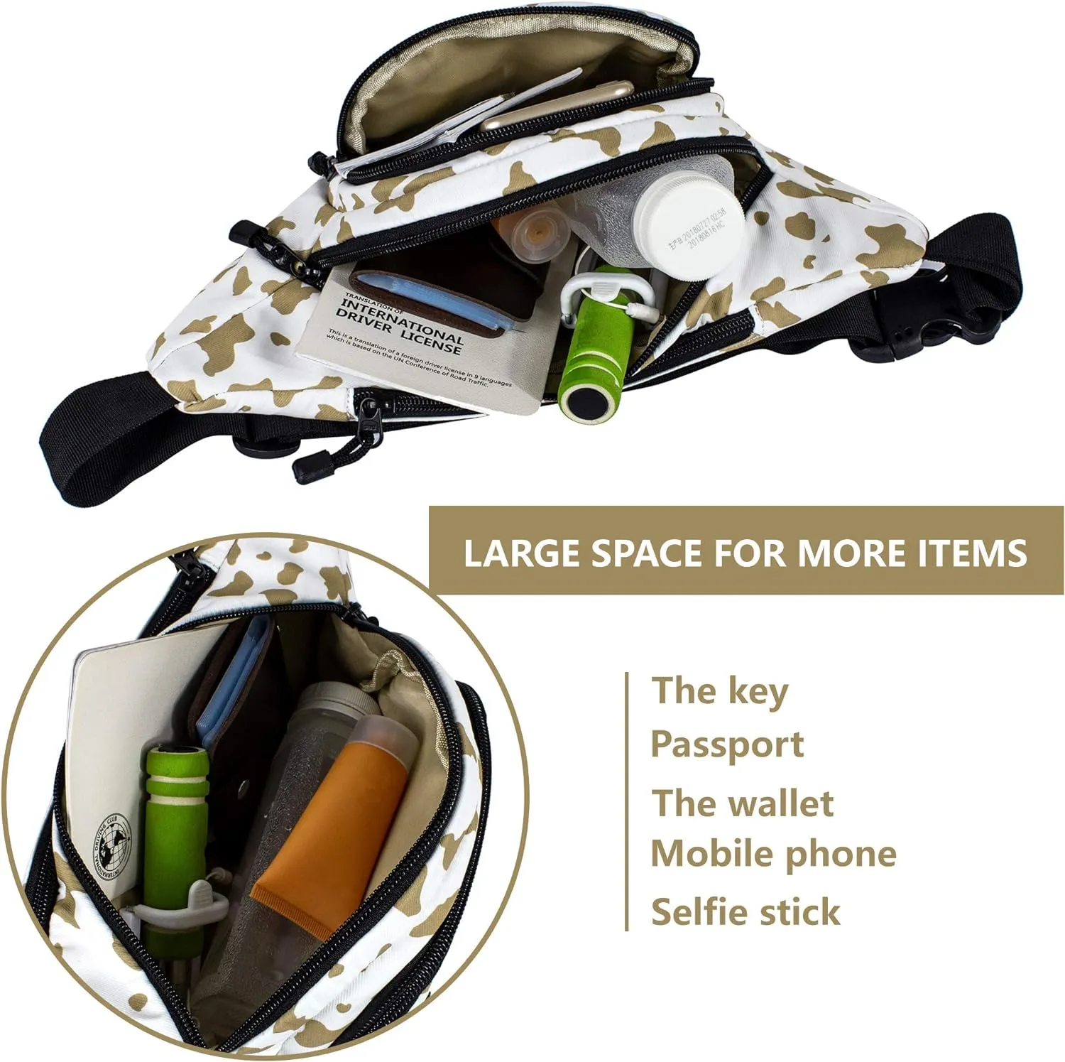 TOPERIN Fashion Fanny Pack Cute Running Belt Waist Pack Running Waist Bag Belt