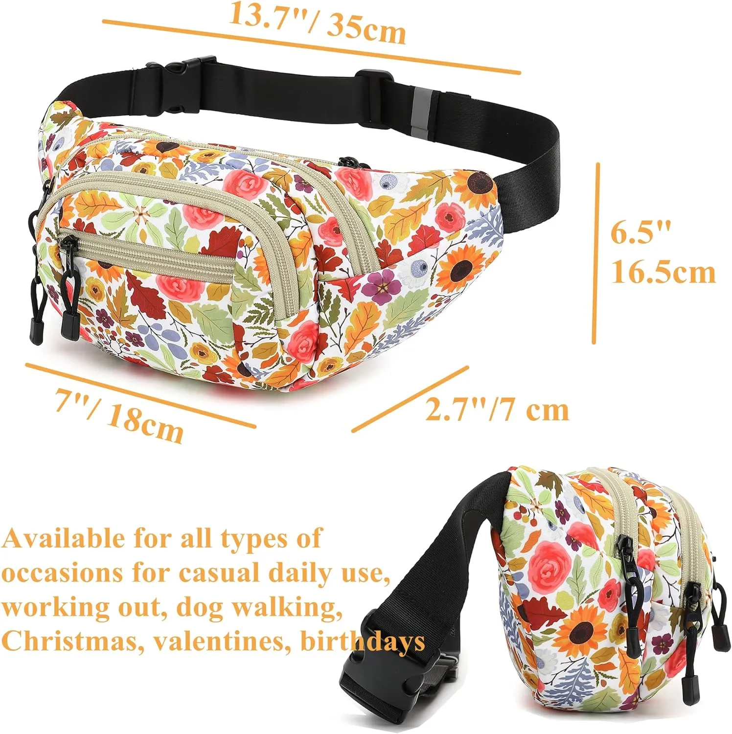 TOPERIN Fashion Fanny Pack Cute Running Belt Waist Pack Running Waist Bag Belt