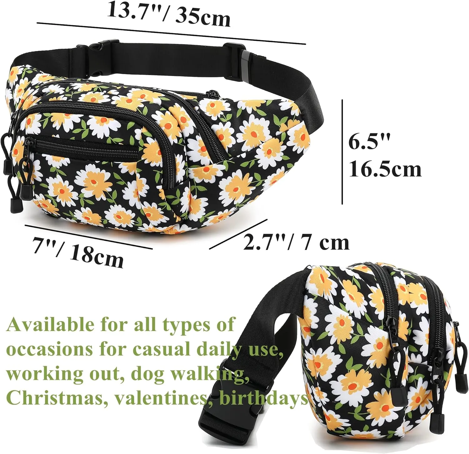 TOPERIN Fashion Fanny Pack Cute Running Belt Waist Pack Running Waist Bag Belt